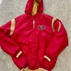 NFL 49ers Red and Tan Puffer Jacket